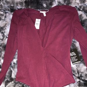 Express Burgundy low V - thong bodysuit